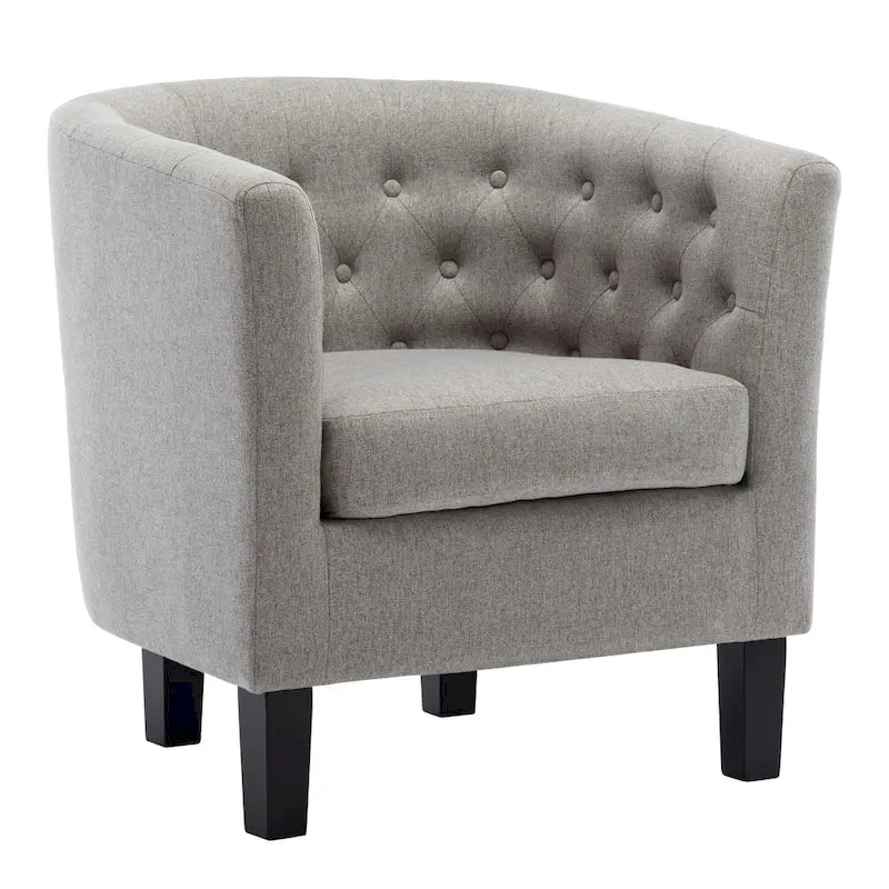 Tufted Club Chair with Black Birch Wood Base