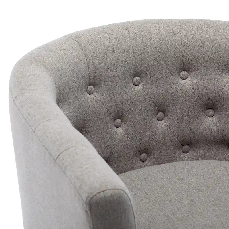 Tufted Club Chair with Black Birch Wood Base