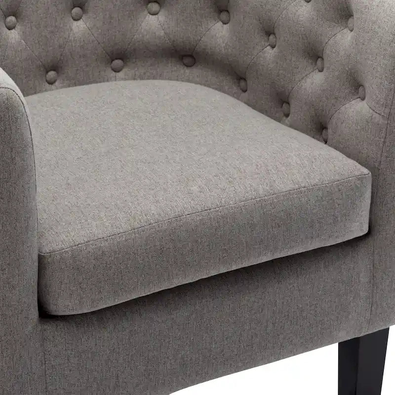 Tufted Club Chair with Black Birch Wood Base