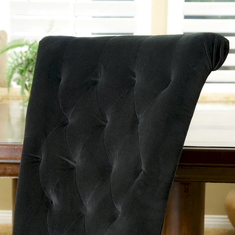 Venetian Velvet Dining Chairs with Button-Tufted Backs, Pair