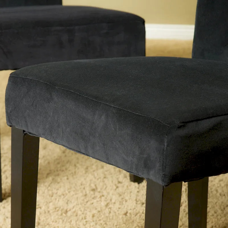 Venetian Velvet Dining Chairs with Button-Tufted Backs, Pair