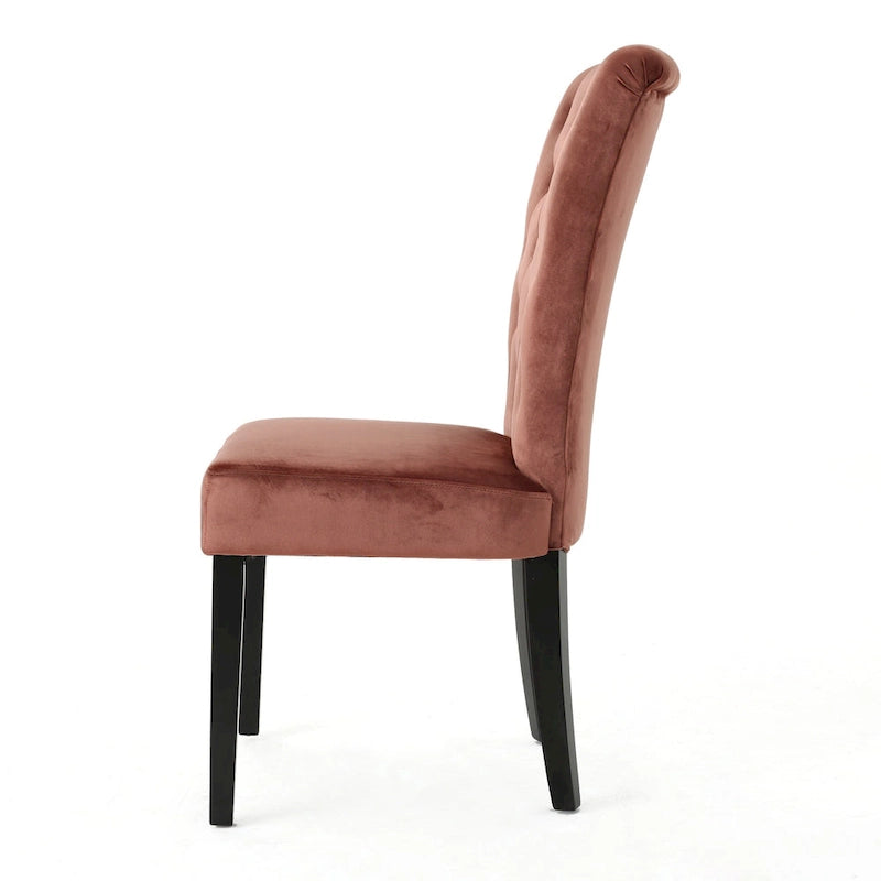 Venetian Velvet Dining Chairs with Button-Tufted Backs, Pair