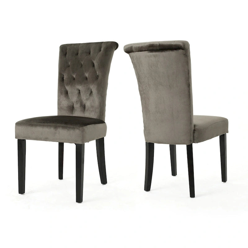 Venetian Velvet Dining Chairs with Button-Tufted Backs, Pair