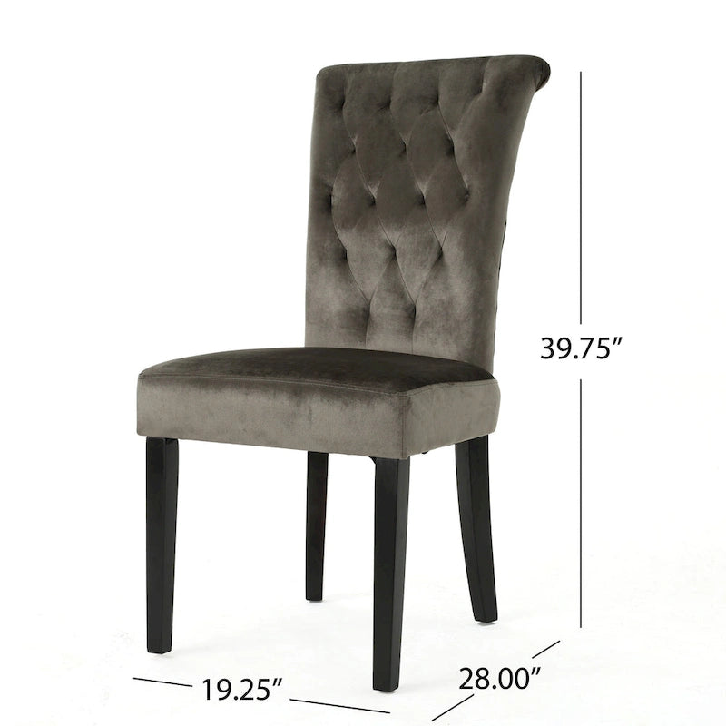 Venetian Velvet Dining Chairs with Button-Tufted Backs, Pair