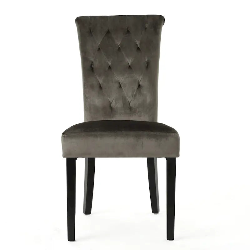 Venetian Velvet Dining Chairs with Button-Tufted Backs, Pair