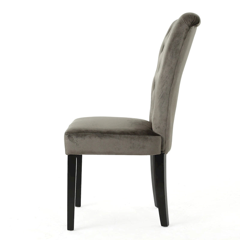 Venetian Velvet Dining Chairs with Button-Tufted Backs, Pair