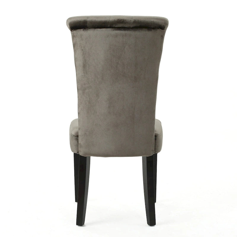 Venetian Velvet Dining Chairs with Button-Tufted Backs, Pair