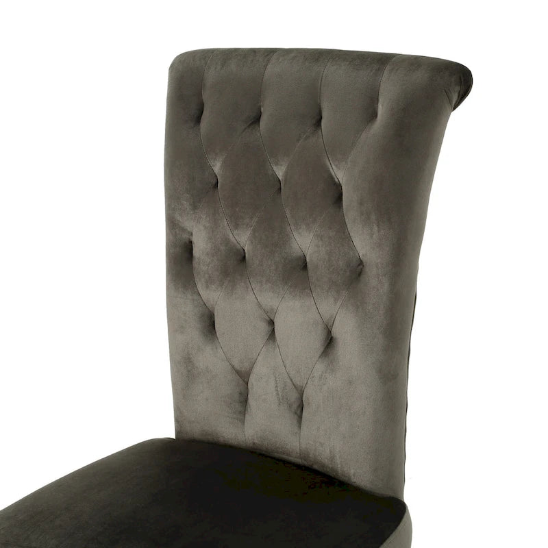 Venetian Velvet Dining Chairs with Button-Tufted Backs, Pair