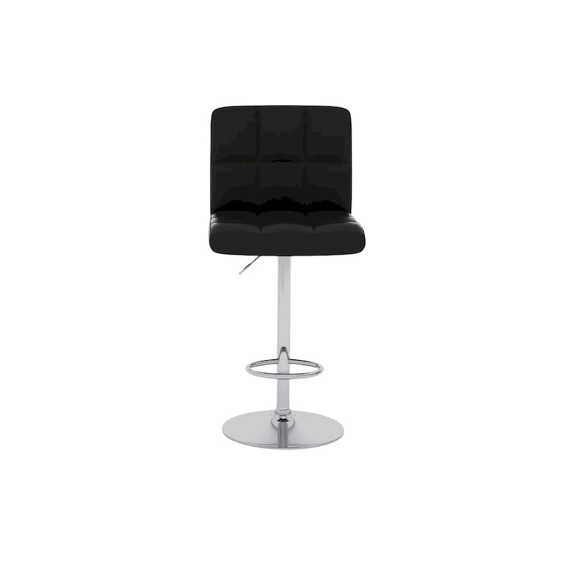 Pair of Adjustable Swivel Bar Stools with Tufted Faux Leather Seats