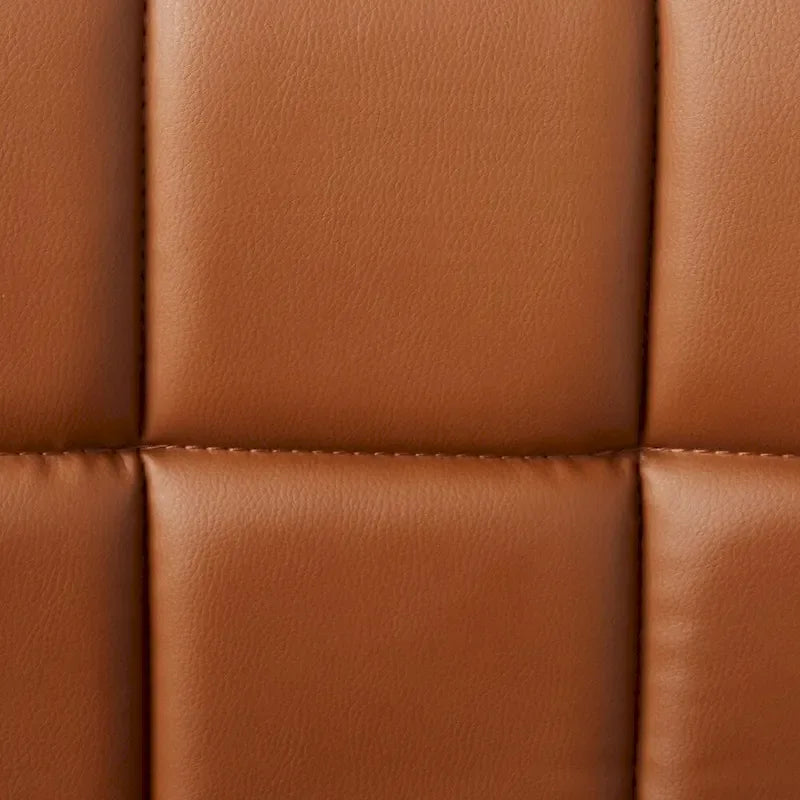 Pair of Adjustable Swivel Bar Stools with Tufted Faux Leather Seats