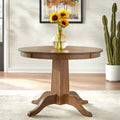 42-Inch Round Walnut Dining Table with Pedestal Base