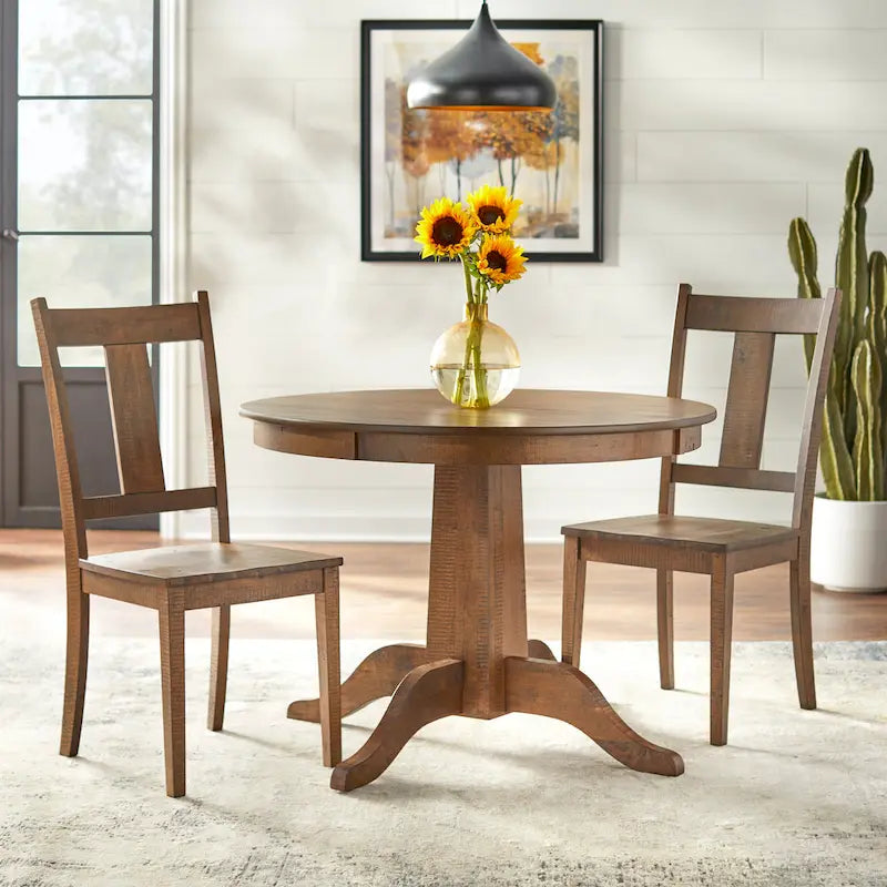 42-Inch Round Walnut Dining Table with Pedestal Base