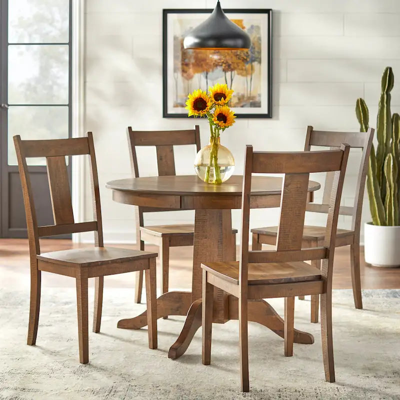 42-Inch Round Walnut Dining Table with Pedestal Base