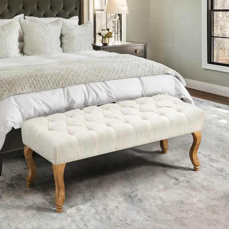 Tufted Upholstered Entryway Bench with Plush Seat