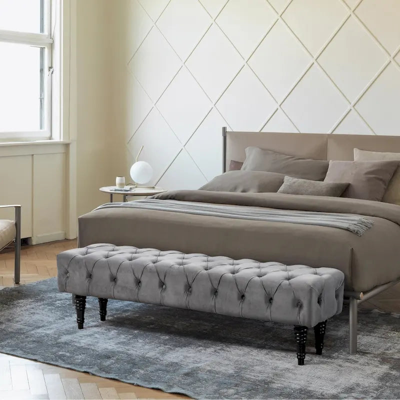 Tufted Upholstered Entryway Bench with Plush Seat