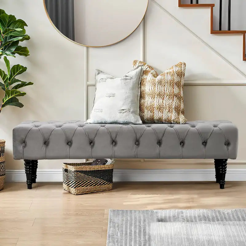 Tufted Upholstered Entryway Bench with Plush Seat