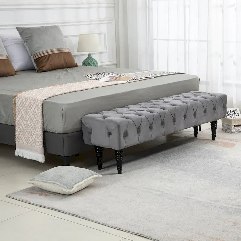 Tufted Upholstered Entryway Bench with Plush Seat