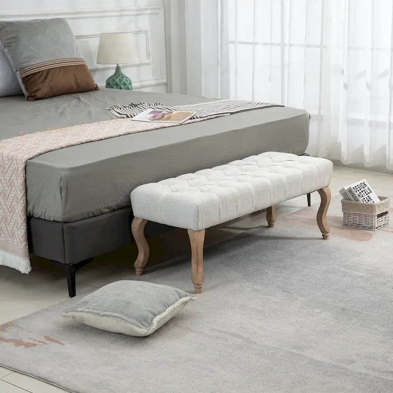 Tufted Upholstered Entryway Bench with Plush Seat