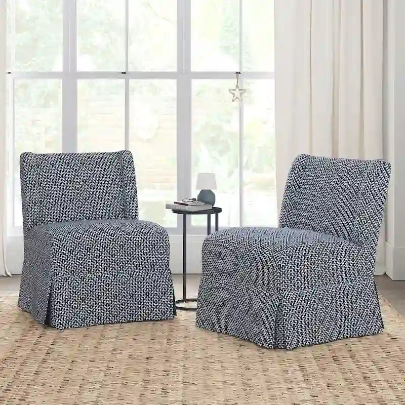 Pair of Transitional Slipper Chairs with Washable Slipcovers