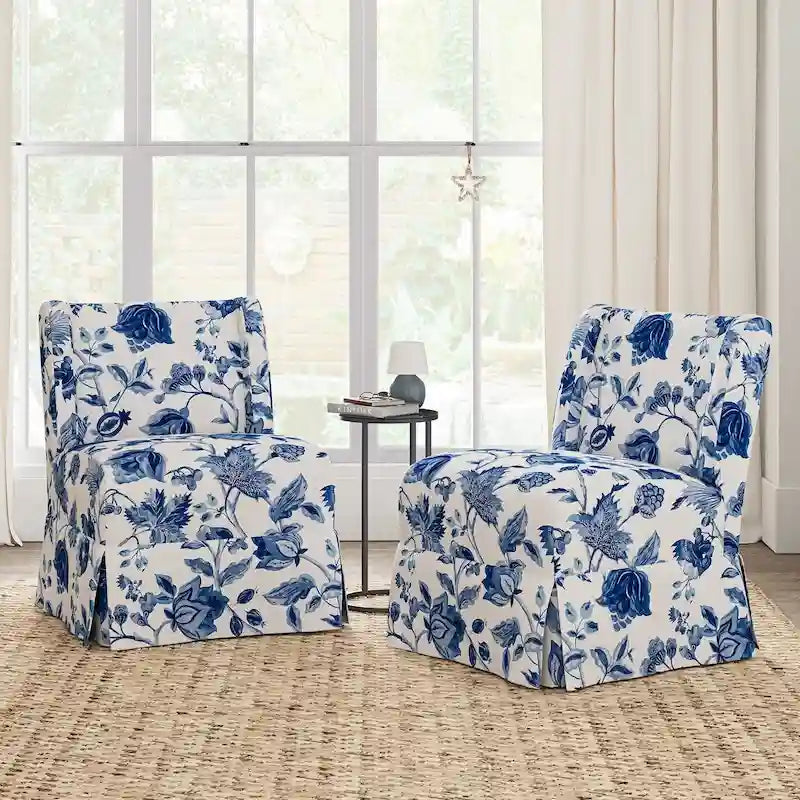 Pair of Transitional Slipper Chairs with Washable Slipcovers