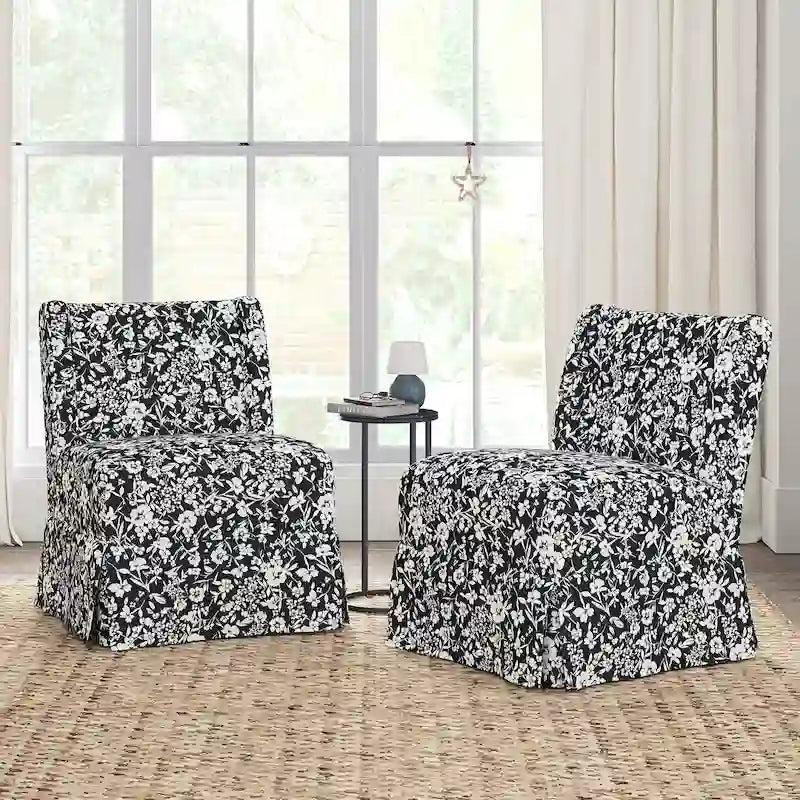Pair of Transitional Slipper Chairs with Washable Slipcovers