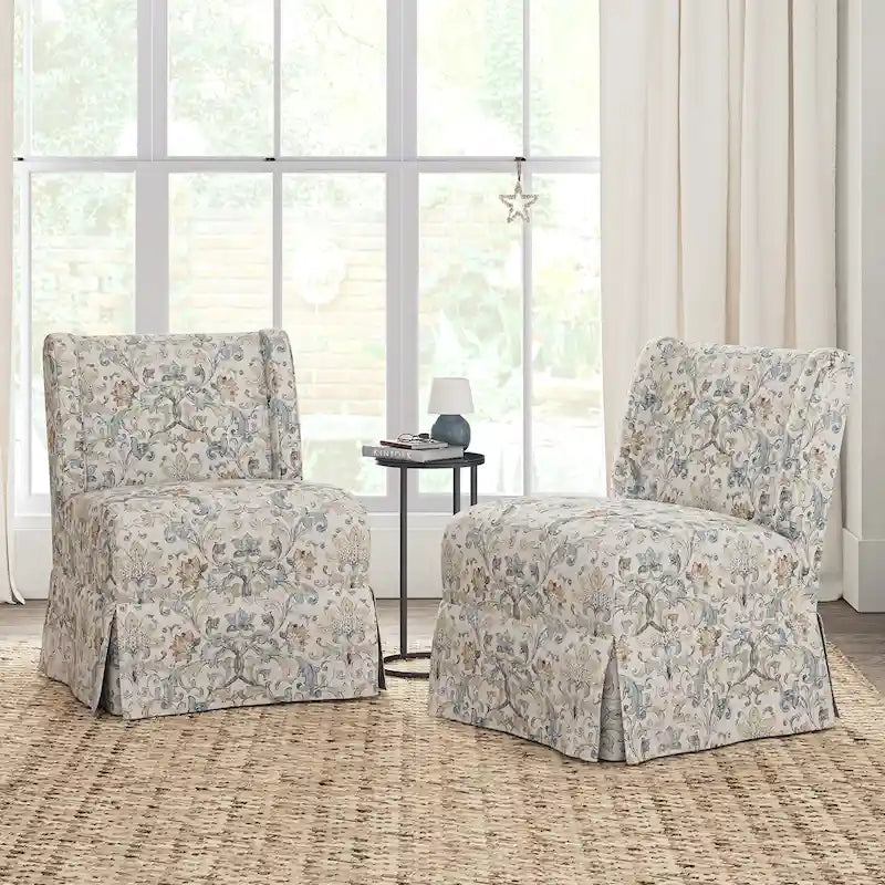 Pair of Transitional Slipper Chairs with Washable Slipcovers