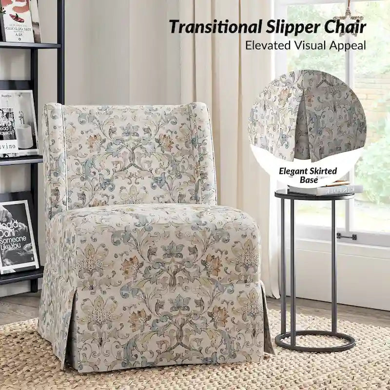 Pair of Transitional Slipper Chairs with Washable Slipcovers