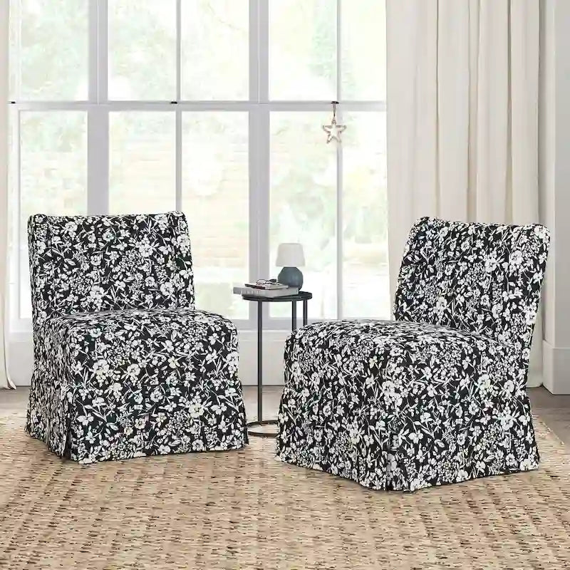 Pair of Transitional Slipper Chairs with Washable Slipcovers