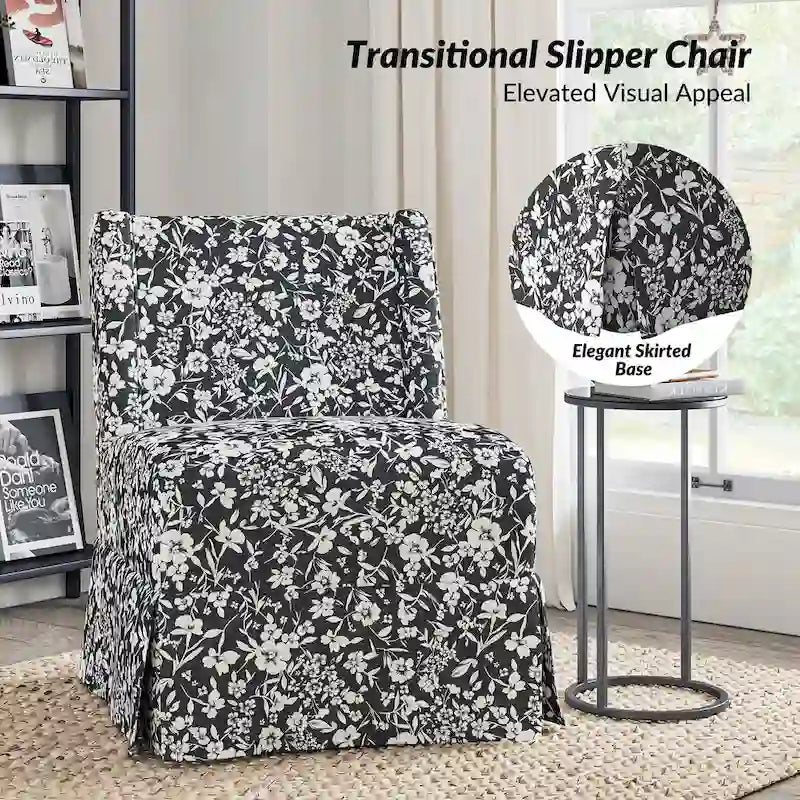 Pair of Transitional Slipper Chairs with Washable Slipcovers