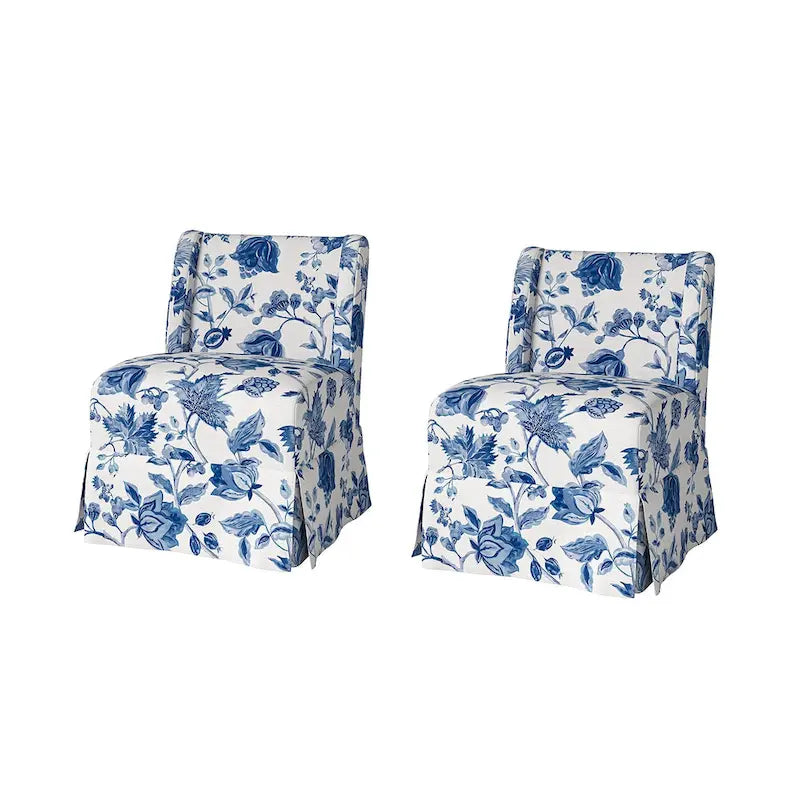 Pair of Transitional Slipper Chairs with Washable Slipcovers