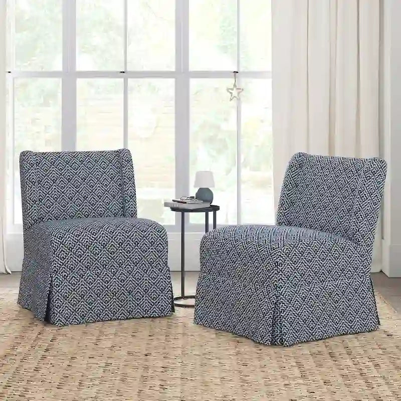 Pair of Transitional Slipper Chairs with Washable Slipcovers