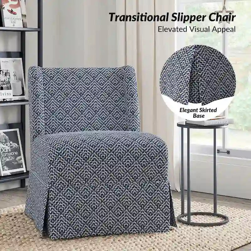 Pair of Transitional Slipper Chairs with Washable Slipcovers