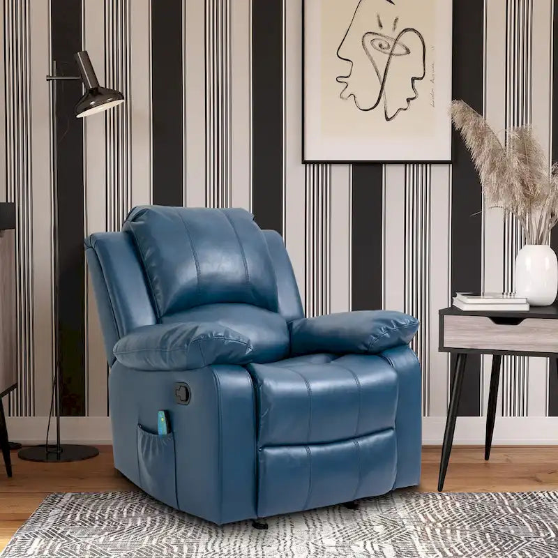 Faux Leather Massage Recliner with Retractable Footrest