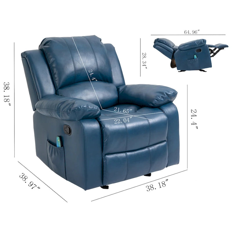 Faux Leather Massage Recliner with Retractable Footrest