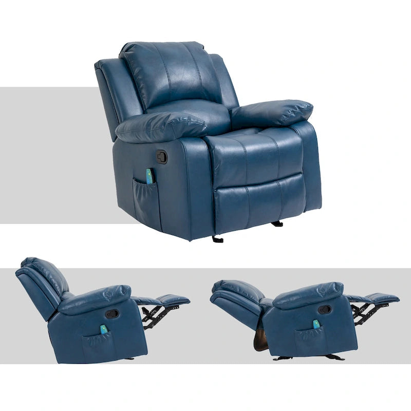 Faux Leather Massage Recliner with Retractable Footrest