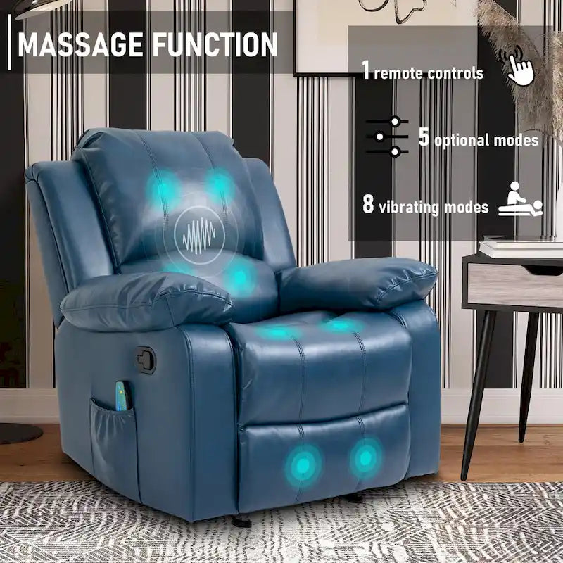 Faux Leather Massage Recliner with Retractable Footrest