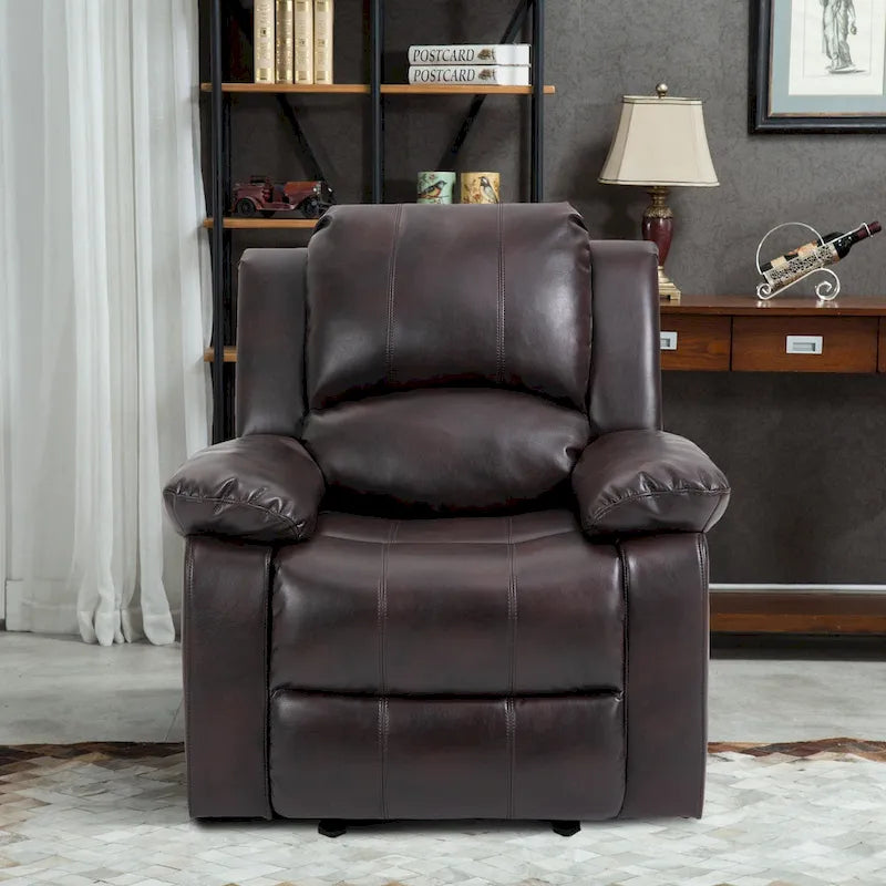 Faux Leather Massage Recliner with Retractable Footrest