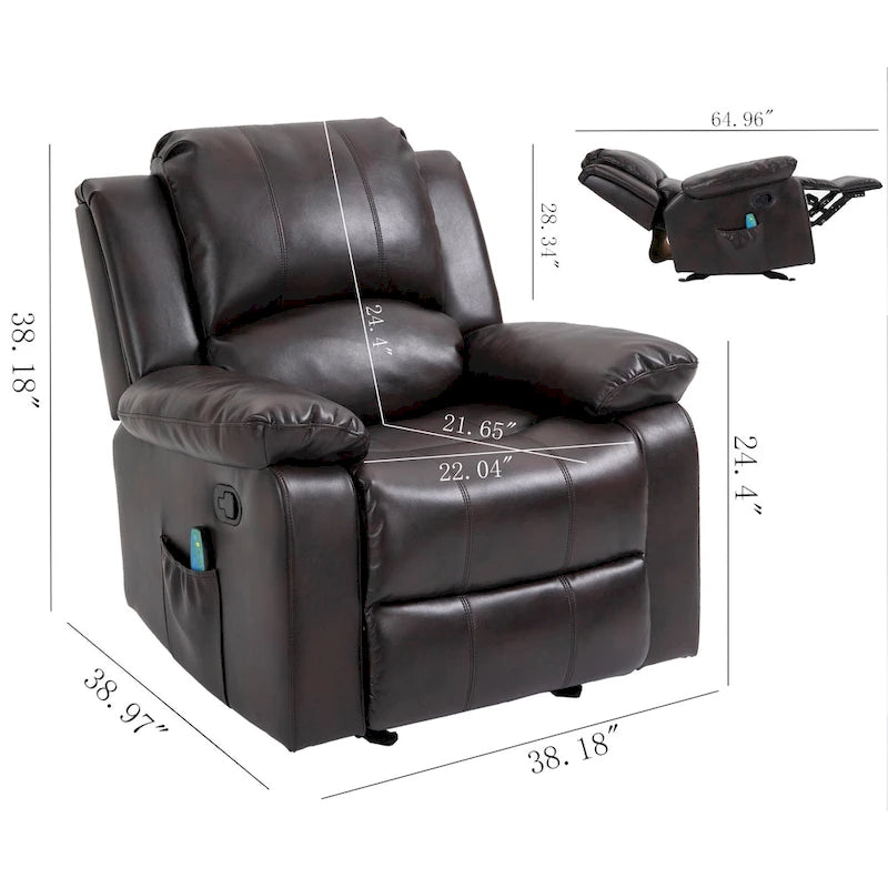 Faux Leather Massage Recliner with Retractable Footrest