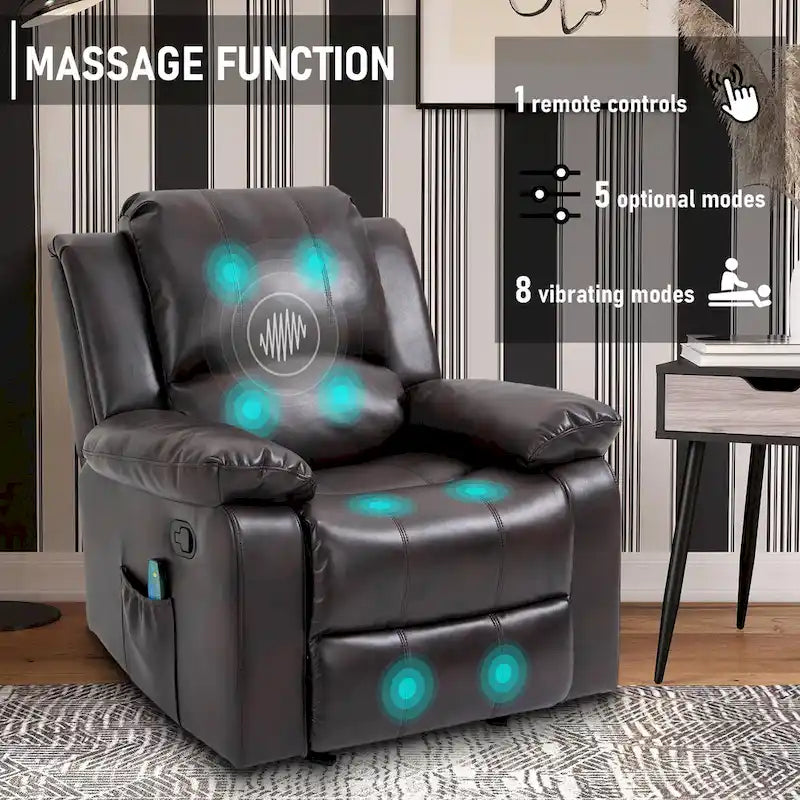 Faux Leather Massage Recliner with Retractable Footrest