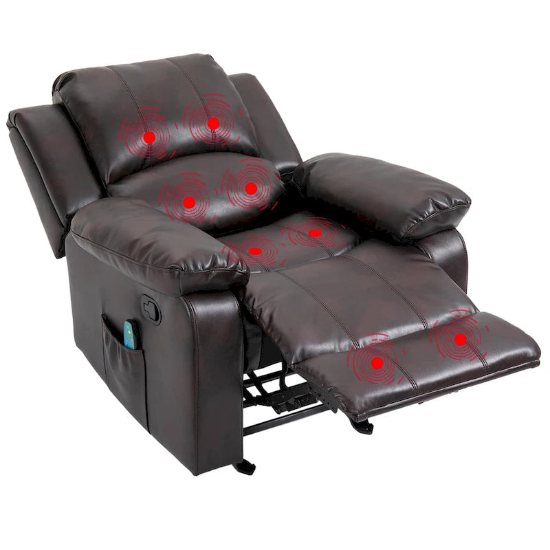 Faux Leather Massage Recliner with Retractable Footrest