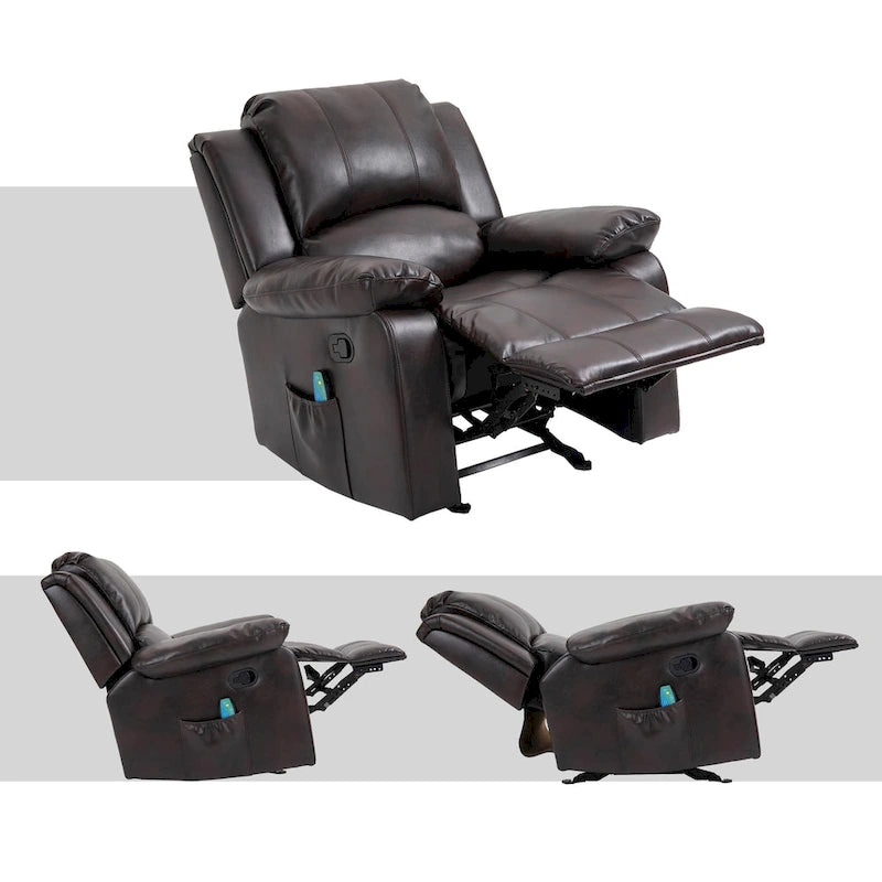 Faux Leather Massage Recliner with Retractable Footrest