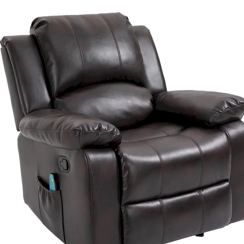 Faux Leather Massage Recliner with Retractable Footrest