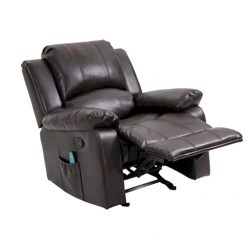 Faux Leather Massage Recliner with Retractable Footrest