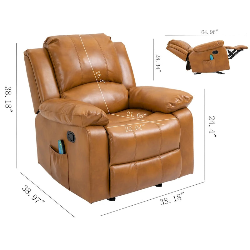 Faux Leather Massage Recliner with Retractable Footrest