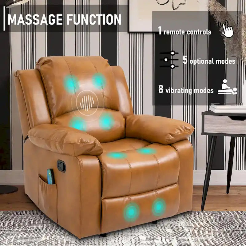 Faux Leather Massage Recliner with Retractable Footrest