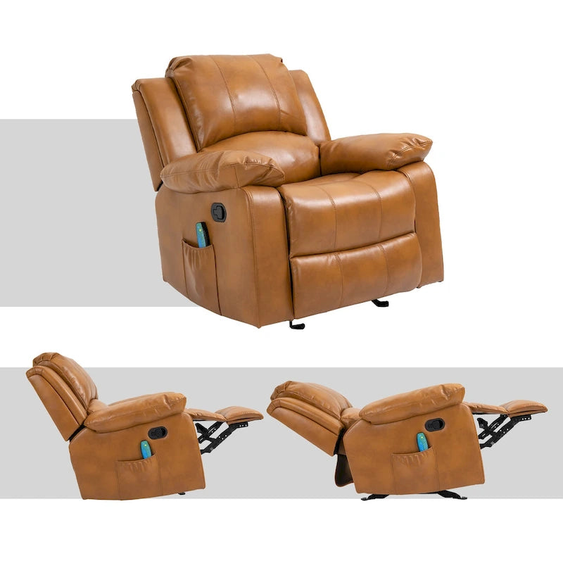 Faux Leather Massage Recliner with Retractable Footrest