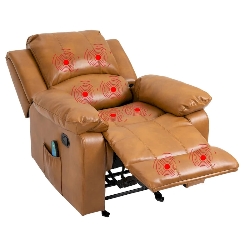 Faux Leather Massage Recliner with Retractable Footrest
