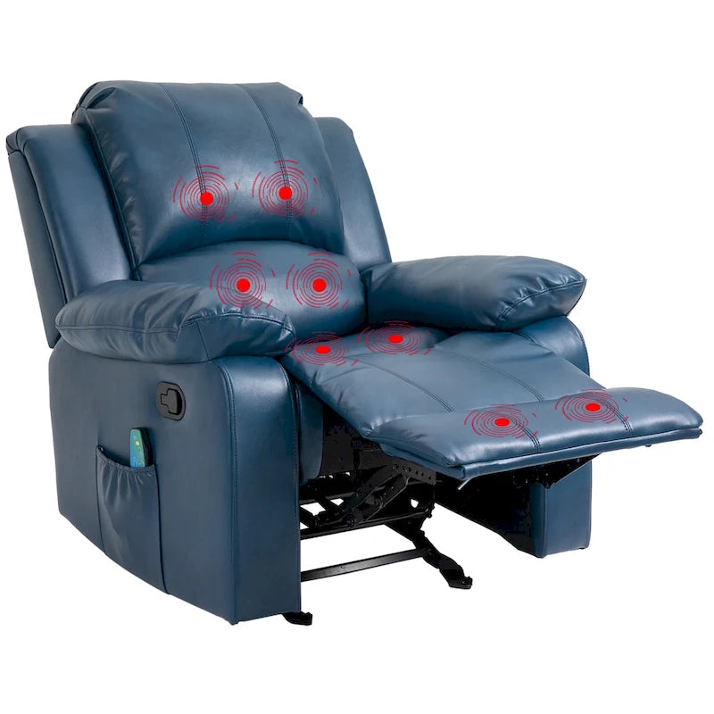 Faux Leather Massage Recliner with Retractable Footrest