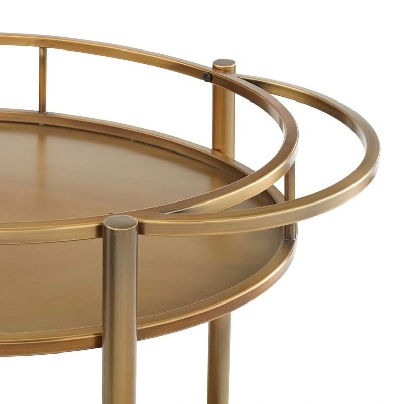 Oval Metal Bar Cart with Two Shelves and Locking Casters