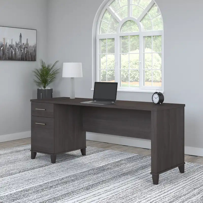 72-Inch Home Office Desk with Drawers and Cable Management